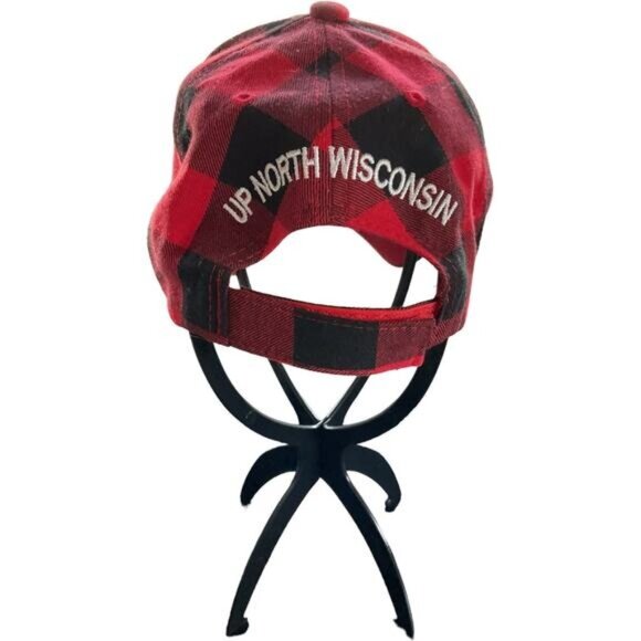 Up North Wisconsin 1848 Plaid Adjustable Baseball Cap Red & Black Cotton/Polyest - Picture 3 of 6
